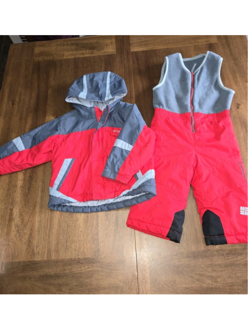 Columbia Bugaboo Snow Set 2T Red Gray Jacket Bib Snowsuit Kids Toddler